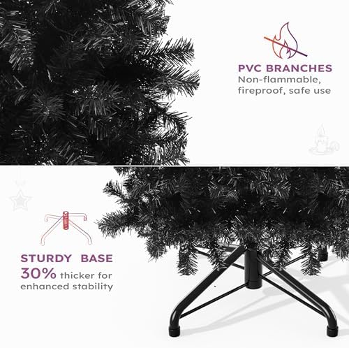 YITAHOME 7.5ft Black Artificial Christmas Tree Halloween Spruce - Image 4