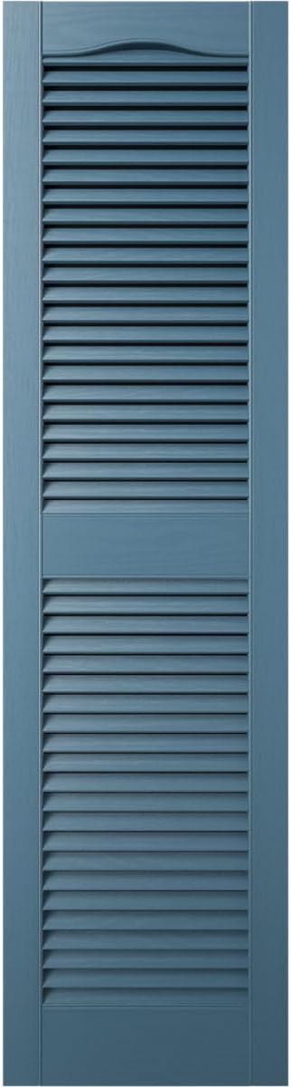 Ekena Millwork Lifetime Vinyl LL1S12X02500CB Standard Cathedral Top Center Mullion, Open Louver Vinyl Shutters, w/Installation Shutter-Lok's & Matching Screws (Per Pair), 12"W x 25"H, Classic Blue