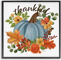Autumnal Thankful Pumpkin Floral, 24 x 24 Inch Framed Giclée Print by StupellIndustries