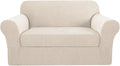 H.VERSAILTEX Stretch Sofa Covers 2 Piece for 2 Cushion Couch Covers Sofa Slipcovers Furniture Covers Suit for T Cushion/Box Cushion Feature Deluxe Textured Jacquard - Loveseat, Ivory