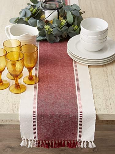 DII Dobby Stripe Table Runner, 13x72, Redwood & Cream Background - Image 4