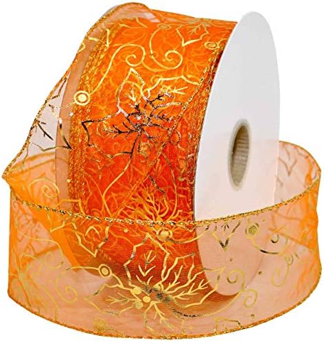 Morex Change of Season Ribbon, Wired Organza, 2.5 inches by 50 Yards, Rust Gold by MorexRibbon