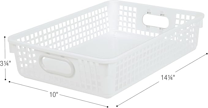 Really Good Stuff Small Desktop Paper Storage Baskets, 14" x 10" x 3.25" | 6-Pack, Neon Group Colors, Mesh Baskets for Classroom or Home, Secure Papers Crease-Free