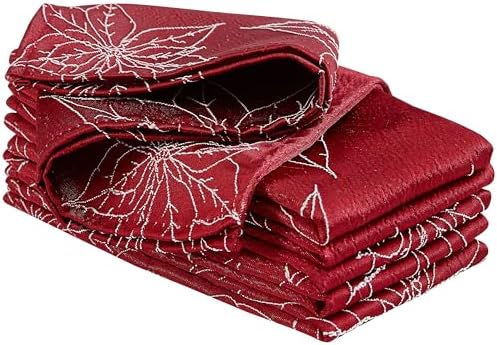 Laura Ashley Set of 6 Raised Embroidered Napkins, Poinsettia Red by LauraAshley