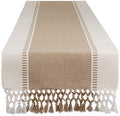 DII Dobby Stripe Table Runner, 13x108, Stone & Cream Background by DII