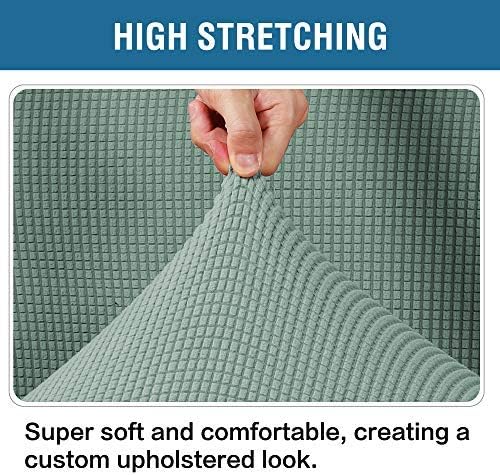 H.VERSAILTEX Ottoman Cover Slipcover Rectangle Fit Length 33"-38" Footrest Sofa Slipcovers Stool Cover Footstool Protector Covers Feature Stretch Thick Soft Jacquard Fabric Removable Washable - Sage