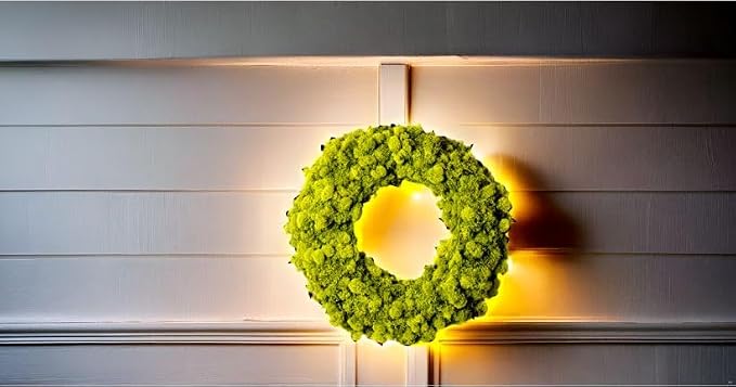 SuperMoss (25189) Lush Reindeer Moss Wreath – Handcrafted Preserved Moss Wreath for Home Décor, Indoor & Sheltered Outdoor Use, Made in USA, 12”, Chartreuse