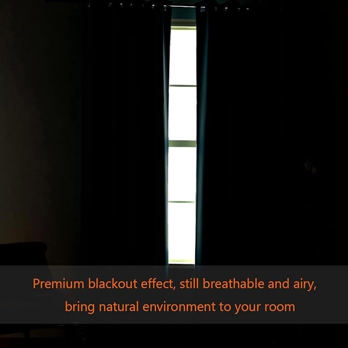 H.VERSAILTEX 100% Blackout Curtains for Sliding Glass Door Room Divider Curtains Noise Reduce Curtain Panel Portable Window Screen Sliding Partition, W120 x L96 inches/8' Tall by 10' Wide, Black