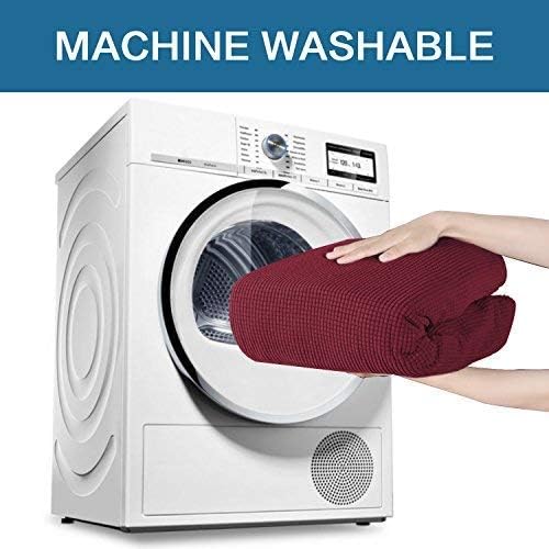 H.VERSAILTEX 2-Pieces Armchair Cover Super Rich Chair Slipcover/Furniture Cover Arm Chair Covers for Chairs, Knitted Jacquard Spandex Chair Cover Stay in Place, Skid Resistance (Chair, Burgundy)
