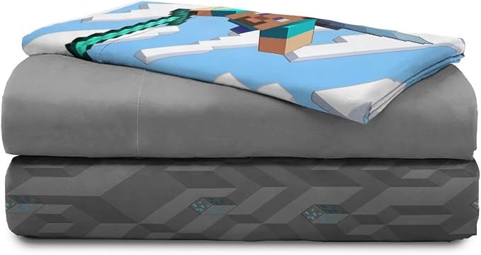 Minecraft Creeper Full Size Comforter Set 7 Piece Kids Bedding, Green | Video Gaming, Bed in a Bag, Comforter Sheets Shams Pillowcases, Official Product, Microfiber, Machine Washable, Boys Gift