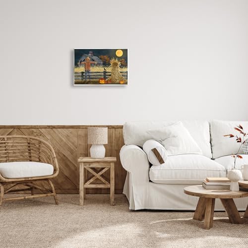 Scarecrow Farm Landscape, 13 x 19 Inch Mounted Print on Wall Plaque