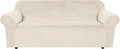 H.VERSAILTEX Stretch Velvet Sofa Covers for 3 Cushion Couch Covers Furniture Protector Soft with Non Slip Elastic Bottom, Crafted from Thick Comfy Rich Velour (Large Sofa 90"-97", Ivory)