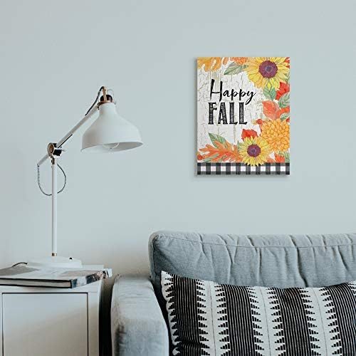 Stupell Industries Happy Fall Plaid Sunflower, 16 x 20 Inch Canvas Wall Art - Image 3