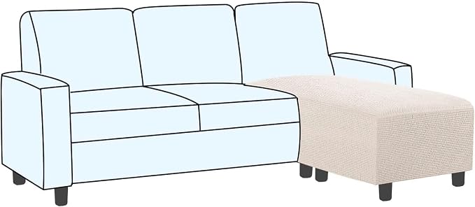 H.VERSAILTEX Ottoman and Sofa Seat Cushion Combined Cover Slipcover Rectangle Sofa Slipcover Fit Length 56'-75' Suitable for L Shaped Seat Cushion Cover or Chaise Part Cover Stretch Thick Soft - Ivory