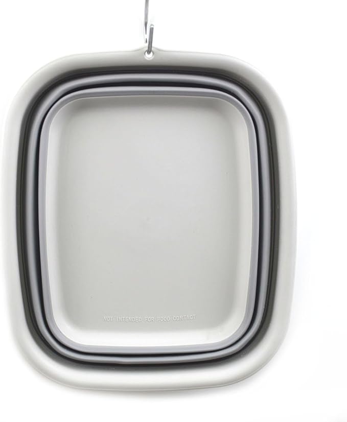 SAMMART 9.45L (2.5 Gallon) Collapsible Tub - Foldable Dish Tub - Portable Washing Basin - Space Saving Plastic Washtub (Grey, M)