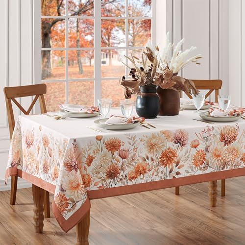 Threadmade Autumn Blooms Rectangle Tablecloth, Multicolor - 60" W x 120" L - Image 2