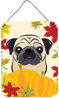 Caroline's Treasures BB2068DS1216 Fawn Pug Thanksgiving Wall or Door Hanging Prints Aluminum Metal Sign Kitchen Wall Bar Bathroom Plaque Home Decor Front Door Plaque, 12x16, Multicolor by CarolinesTreasures