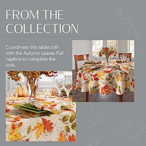 Threadmade Autumn Leaves Fall Printed Tablecloth, Multicolor - 52" W x 52" L Square - Image 6