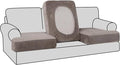 H.VERSAILTEX Stretch Velvet 3 Piece T Cushion Sofa Slipcovers - Individually Fitting Cushion Covers for 3 Cushion Couch - Stay in Place (Taupe)