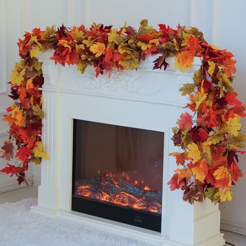 6PCS Fall Maple Leaves Garland, Party Joy 5.6Ft Artificial Maple Leaf Autumn Garland Hanging Fall Vines Table Decorations Front Door Fall Decor Thanksgiving Decorations Decor Outside Indoor Decor - Image 2
