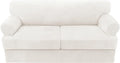 H.VERSAILTEX Sofa Cover 3 Piece T Cushion Sofa Slipcovers Thick Velvet Couch Cover Stretch T Cushion Sofa Covers for 2 Cushion Couch with 2 Individual T Cushion Covers, Porcelain White