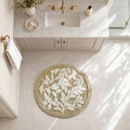 Madison Park Serene Tufted Bath Rug Cotton Absorbent, Round, Natural | Quick Dry, Soft Pile, Machine Washable, Floral Pattern, Plush, OEKO-TEX Certified