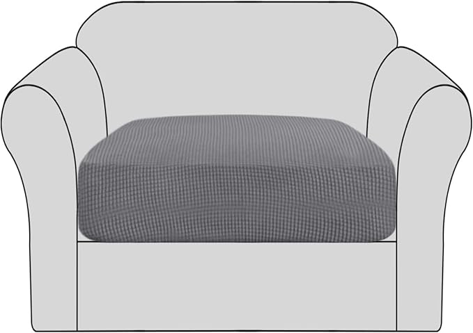 H.VERSAILTEX Stretch Couch Cushion Covers Individual Seat Sofa Slipcovers Cushion Protector Covers Featuring Jacquard Textured Twill Fabric(1 Cushion Chair Cover, Grey)