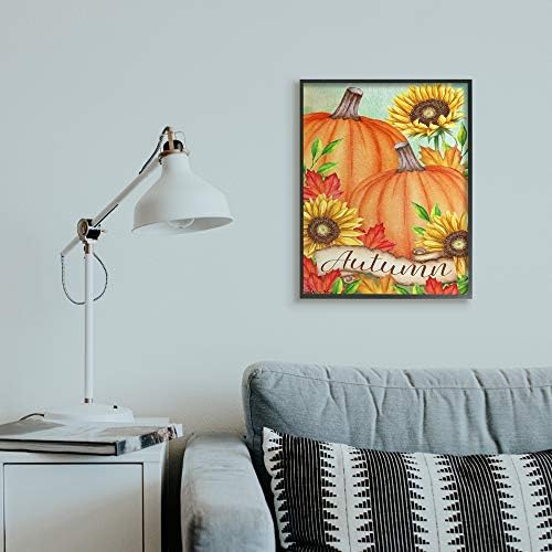 Pumpkins Sunflowers Red Leaves Harvest, 24 x 30 Inch Framed Giclée Print - Image 3