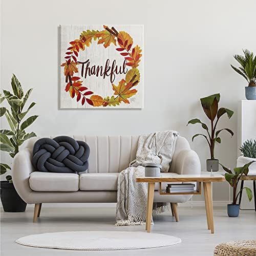 Stupell Industries Autumn Tree Leaf Wreath Thankful Sentiment Home Sign - Image 2