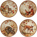 Pine Forest 10.5" Ceramic Dinner Plates, Set of 4 – Autumn Woodland Wildlife Plates with Deer, Fox, Owl & Raccoon – Great for Fall Entertaining, Thanksgiving, Rustic Table Décor by CERTIFIEDINTERNATIONAL