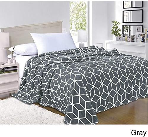 Elegant Comfort #1 Fleece Blanket on Amazon- Luxury Micro-Fleece Ultra Plush Cube Pattern - All Season Blanket, Full/Queen, Grey