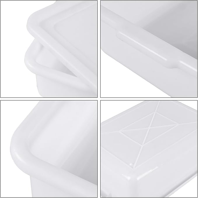 3-Pack 13 L Plastic Commercial Bus Tub with Lid, Restaurant Dish Tub | White