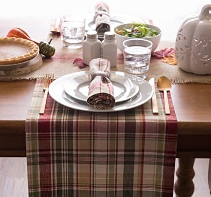 DII Give Thanks Plaid Fall Table Decor, Autumn & Thanksgiving Tabletop Linens, 14x108 Table Runner - Image 5