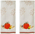 SKL Home Fall/Thanksgiving Traditional Pumpkin Hand Towel Set-2pc, Natural
