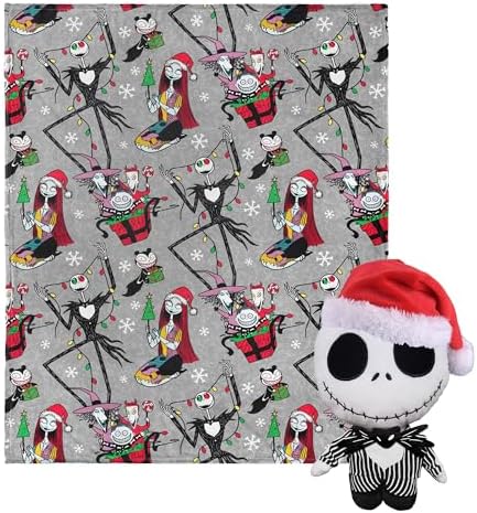 Northwest Character Hugger Pillow & Silk Touch Throw Blanket Set, 40" x 50", The Nightmare Before Christmas Freaky Festivities