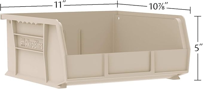 Akro-Mils 30235 AkroBins Plastic Storage Bins, 11"x11"x5", Yellow, 6-Pack | Space-Saving Stackable Bins for Garage, Pantry, Craft Organization
