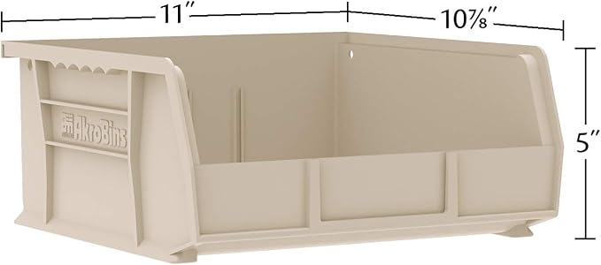Akro-Mils 30235 AkroBins Plastic Storage Bins, 11"x11"x5", Red, 6-Pack | Space-Saving Stackable Bins for Garage, Pantry, Craft Organization