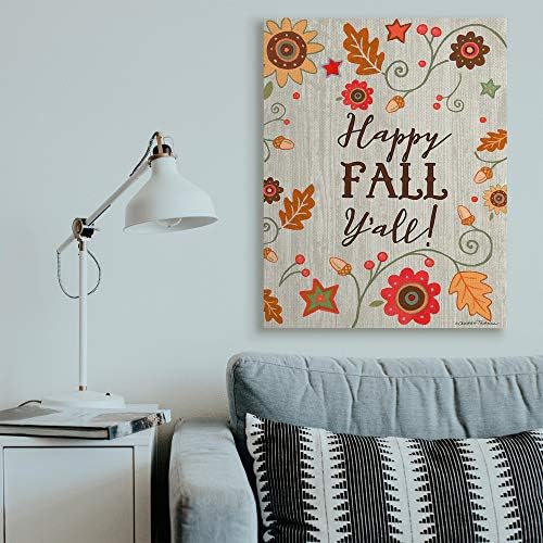 Happy Fall Y'all Autumn Border, 36 x 48 Inch Canvas Wall Art - Image 3