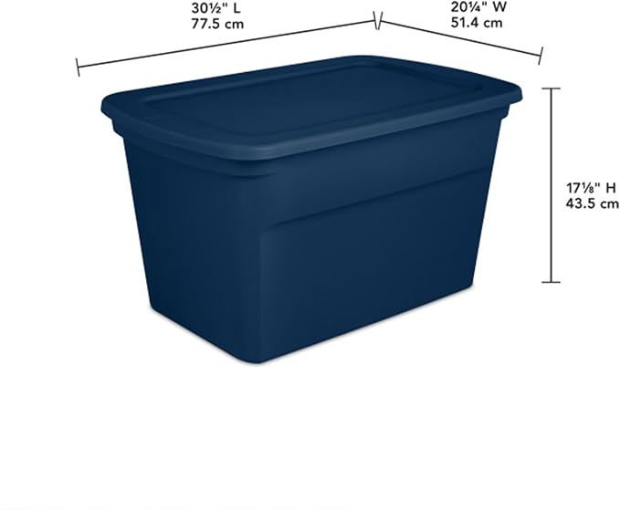 Sterilite 6-Pack Tote, Plastic Storage Bins with Snap Lids, 30 Gallon, Marine Blue - Stackable Home Organizers with In-Molded Handles for Bedroom, Garage, Basement and Attic | Marine Blue - Stackable Home Organizers with In-Molded Handles for Bedroom, ...