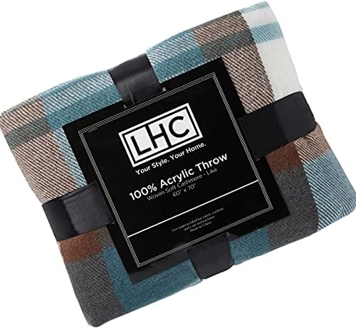 Lavish Home Soft Throw Blanket, Teal/Brown Plaid, 60” x 70” - Image 7