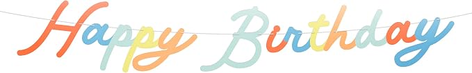 Meri Meri Personalizable Happy Birthday Banner Set (Pack of 1), 9' Birthday Party Garland Including Excess Cord