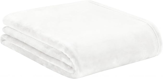 Lucky Brand Solid Plush Throw Blanket, Snowy White, 50"x70" | Soft, Cozy, Timeless Comfort