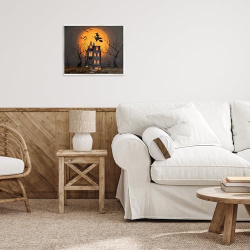 Haunted Night Mansion Halloween, 11 x 14 Inch Mounted Print on Wall Plaque