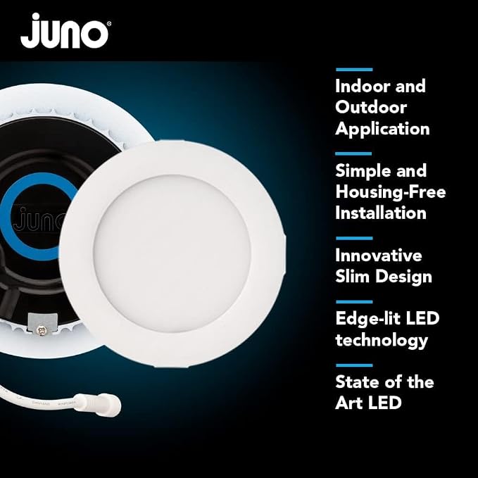Juno WF6C REG TUWH MW M6 Smart LED Wafer Downlight, 2700K-5000K Tunable White, Dimmable, Zigbee or Bluetooth Connection, Use with Alexa, Google Home, SmartThings, Regressed, 6 Inch, Matte White