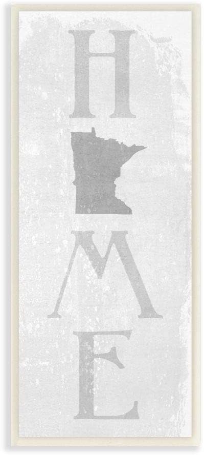 'Minnesota Home State Map Grey Textured Word'| Wall Plaque Art | Stupell Industries | 7 x 17 Inches, Easy to Hang and Sturdy, Made in USA, by Lil' Rue