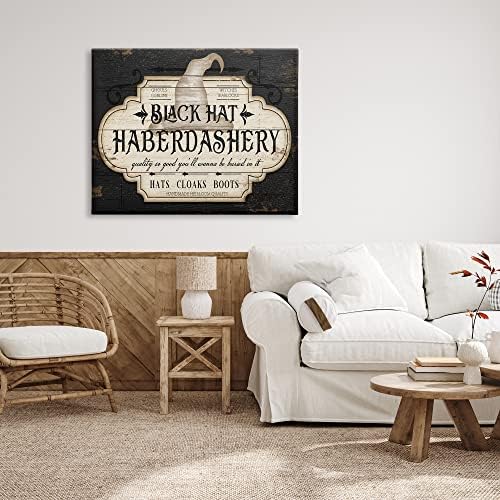 Stupell Industries Black Hat Haberdashery Halloween Sign Spooky Heirloom Quality
