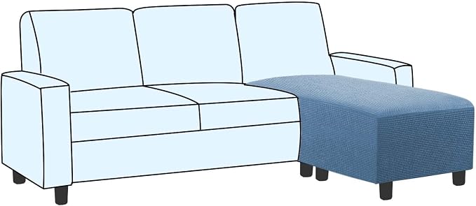 H.VERSAILTEX Ottoman and Sofa Seat Cushion Combined Cover Slipcover Rectangle Sofa Slipcover Fit Length 56'-75' Suitable for L Shaped Seat Cushion Cover or Chaise Part Cover Stretch Thick - Dusty Blue
