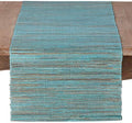 SARO LIFESTYLE Shimmering Woven Nubby Table Runner - Textured Water Hyacinth Table Runner with Sparkling Metallic Threads for Dining Tables, Everyday Entertaining and Home Décor, 14"x54", Turquoise by SaroLifestyle