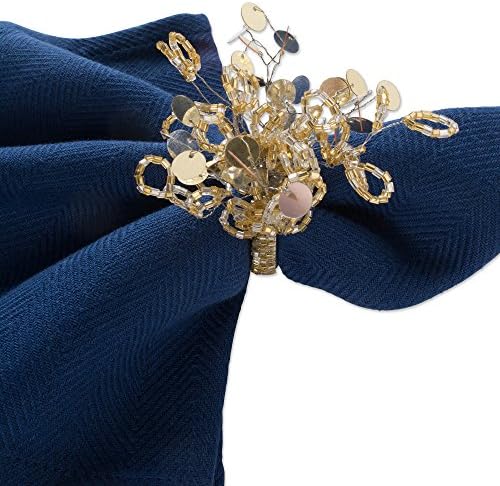 DII Christmas Thanksgiving Holiday Tabletop Décor Collection Decorative Napkin Ring Holder Set, 1.5" Diameter, Gold Beaded Sparkle, 6 Piece - Image 3