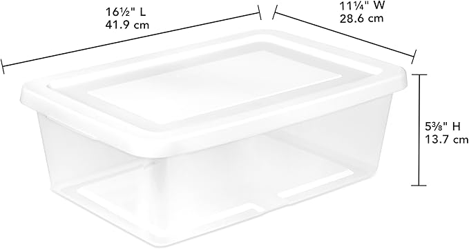 Sterilite Storage Box Stackable Tote, White, 12 Quart, 60 Pack | Clear Plastic Container with Secure Snapping Lids for Home and Office Organization